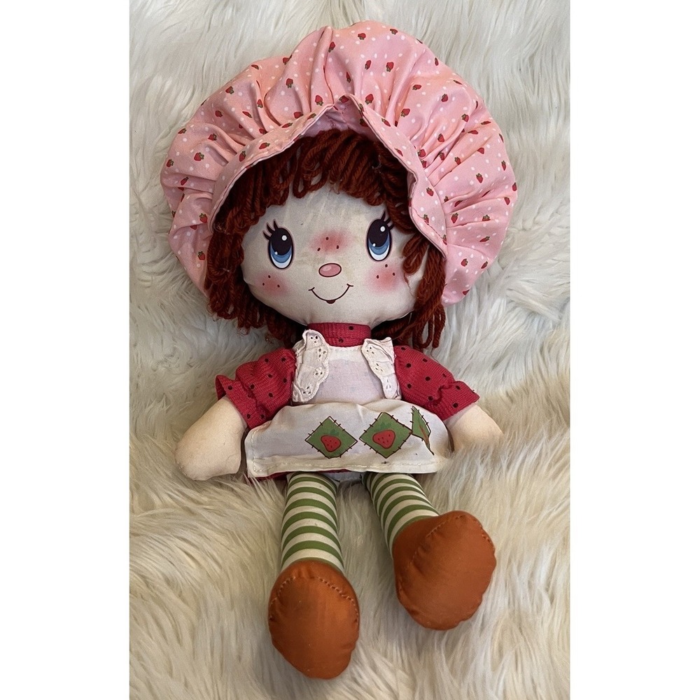2015 Vintage Red Head Strawberry Shortcake Doll Yarn Hair With Bonnet 14" Read